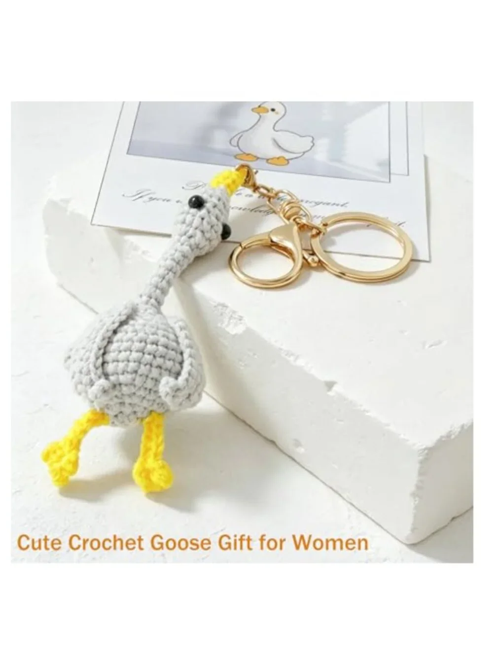 Crochet Goose Keychain Purse Charm Cute Animal Bag Accessory